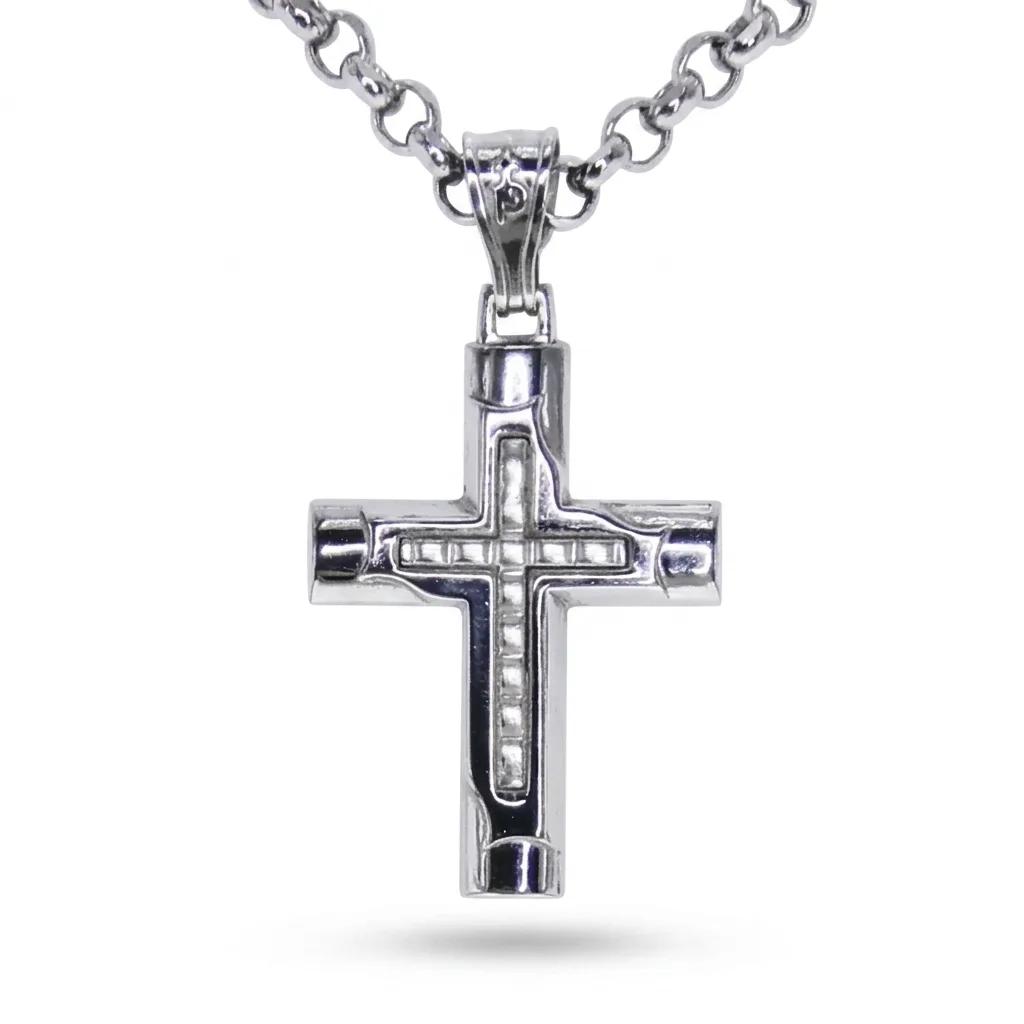 Cross & Bale Pendant in 18ct White Gold