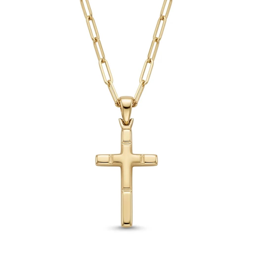 Matte & Polish Cross Pendant in 18ct Yellow Gold