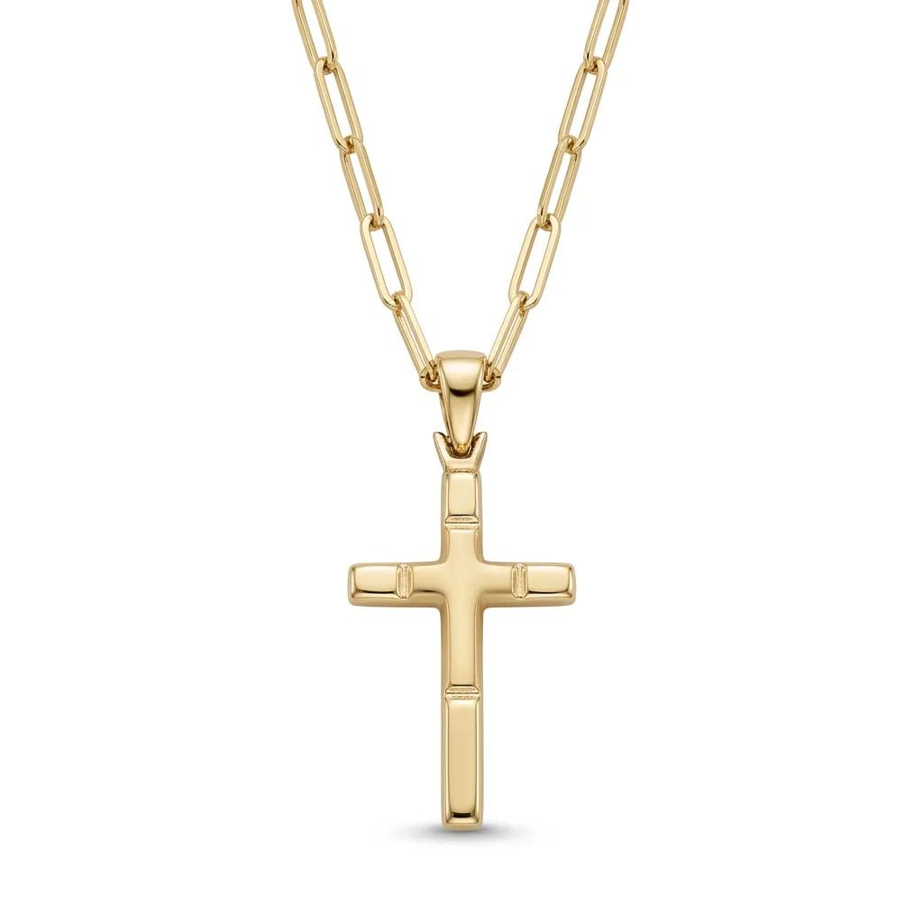 Matte & Polish Cross Pendant in 18ct Yellow Gold