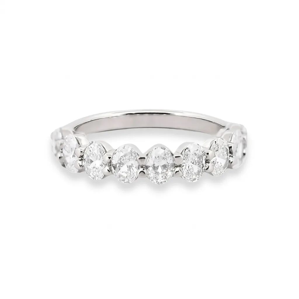 Oval Claw Half Eternity Ring in 950 Platinum