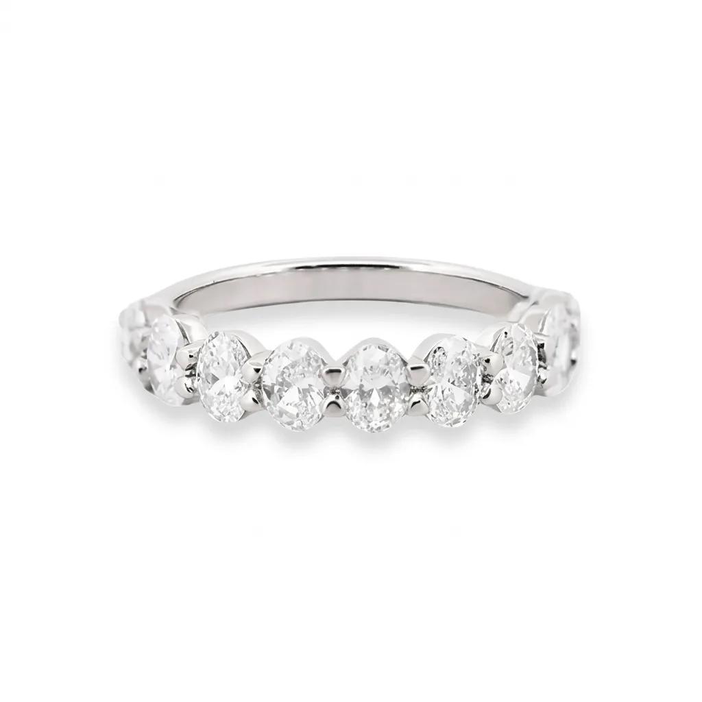 Oval Claw Half Eternity Ring in 950 Platinum