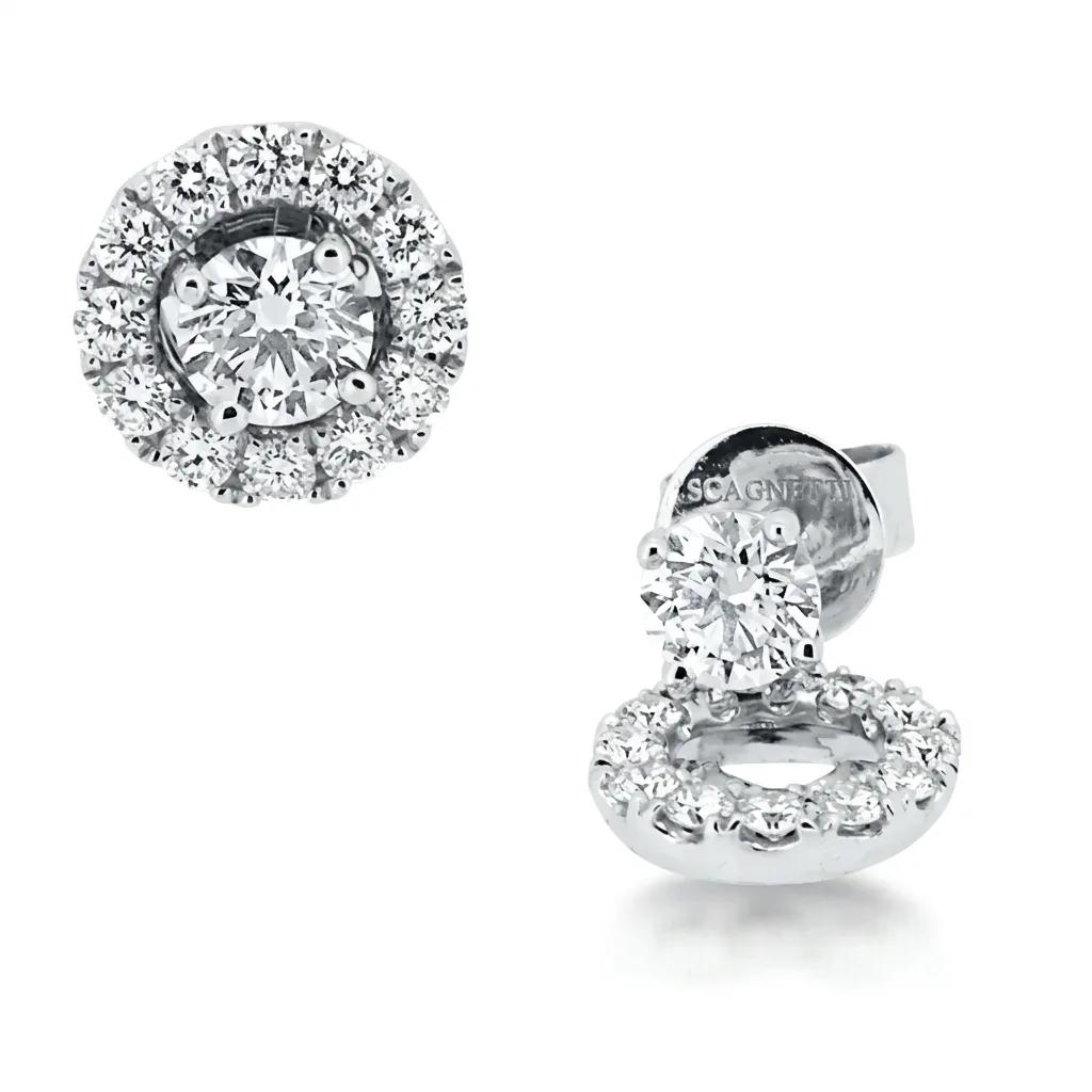 Diamond Stud Earrings with Removable Halo in 18ct White Gold