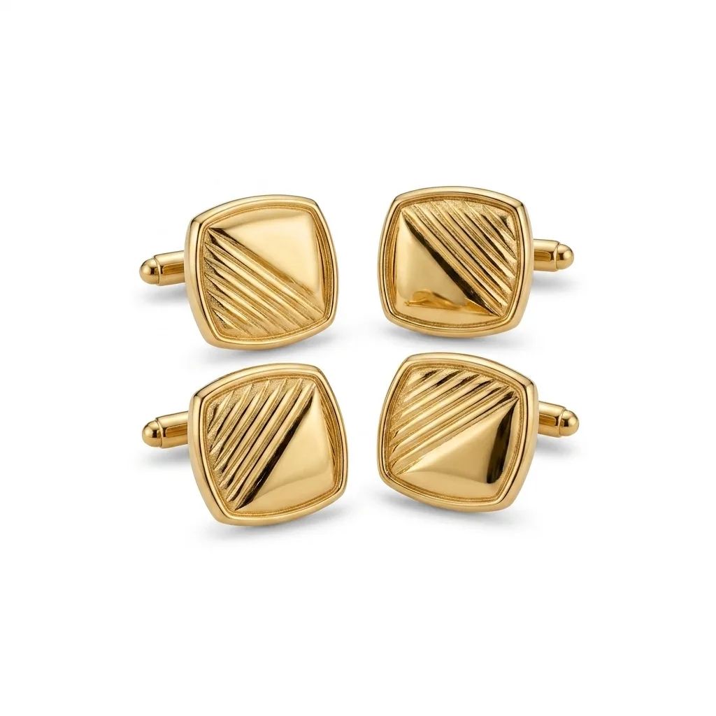 Square Line Cufflinks in 18ct Yellow Gold