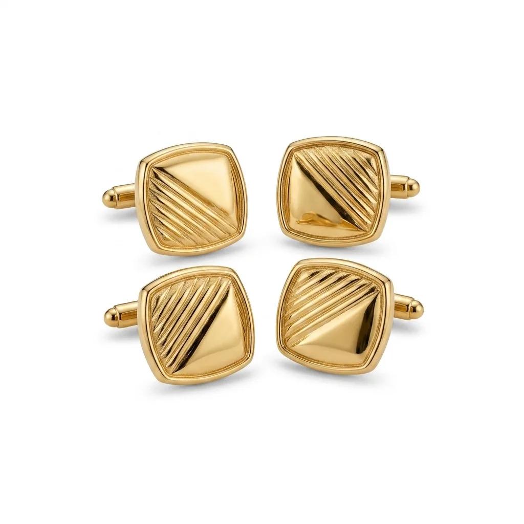 Square Line Cufflinks in 18ct Yellow Gold