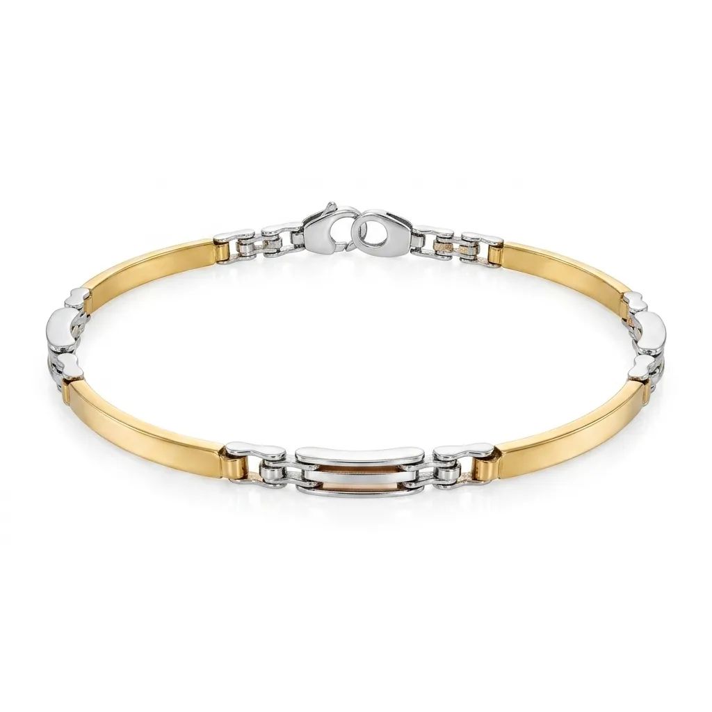 Bar Link Bracelet in 18k Two-Tone Gold
