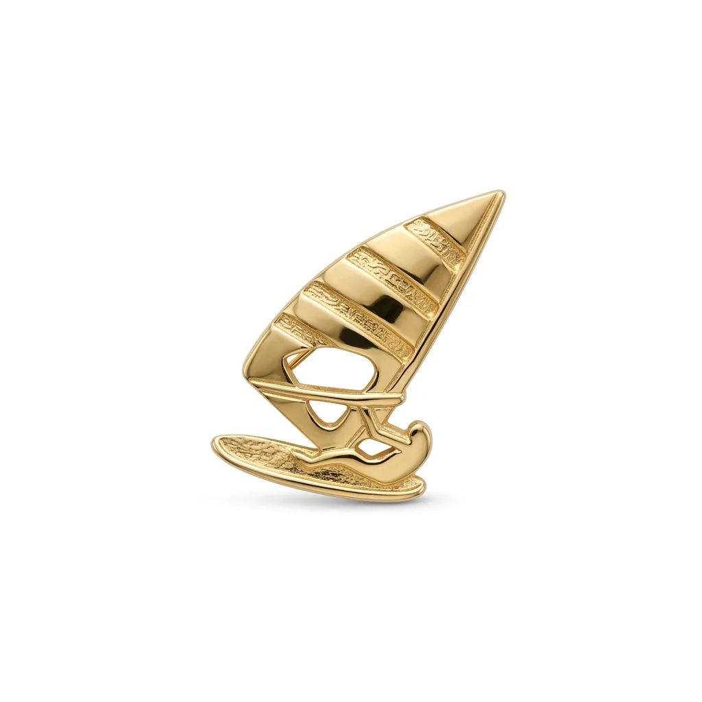 Windsurfer Brooch Pin in 18ct Yellow Gold