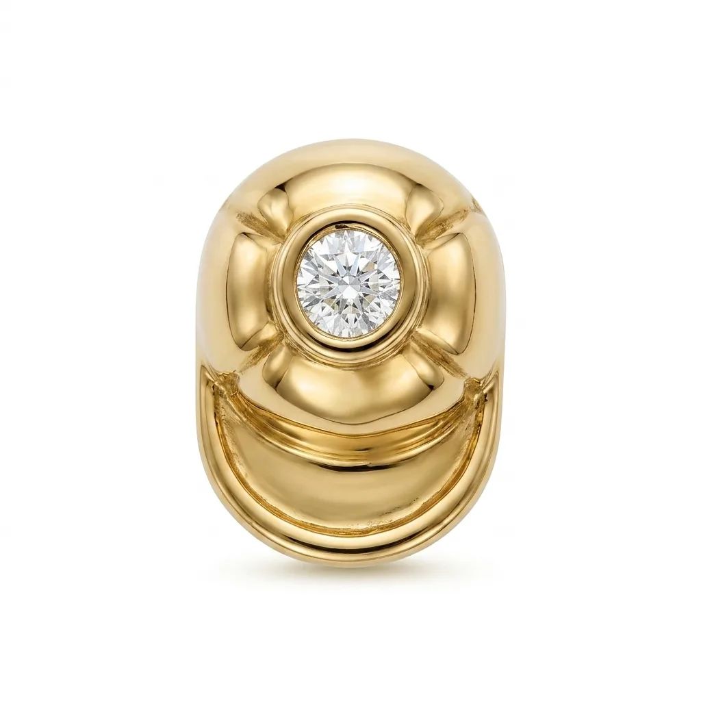 Cap Pin Brooch in 18ct Yellow Gold with Cubic Zirconia