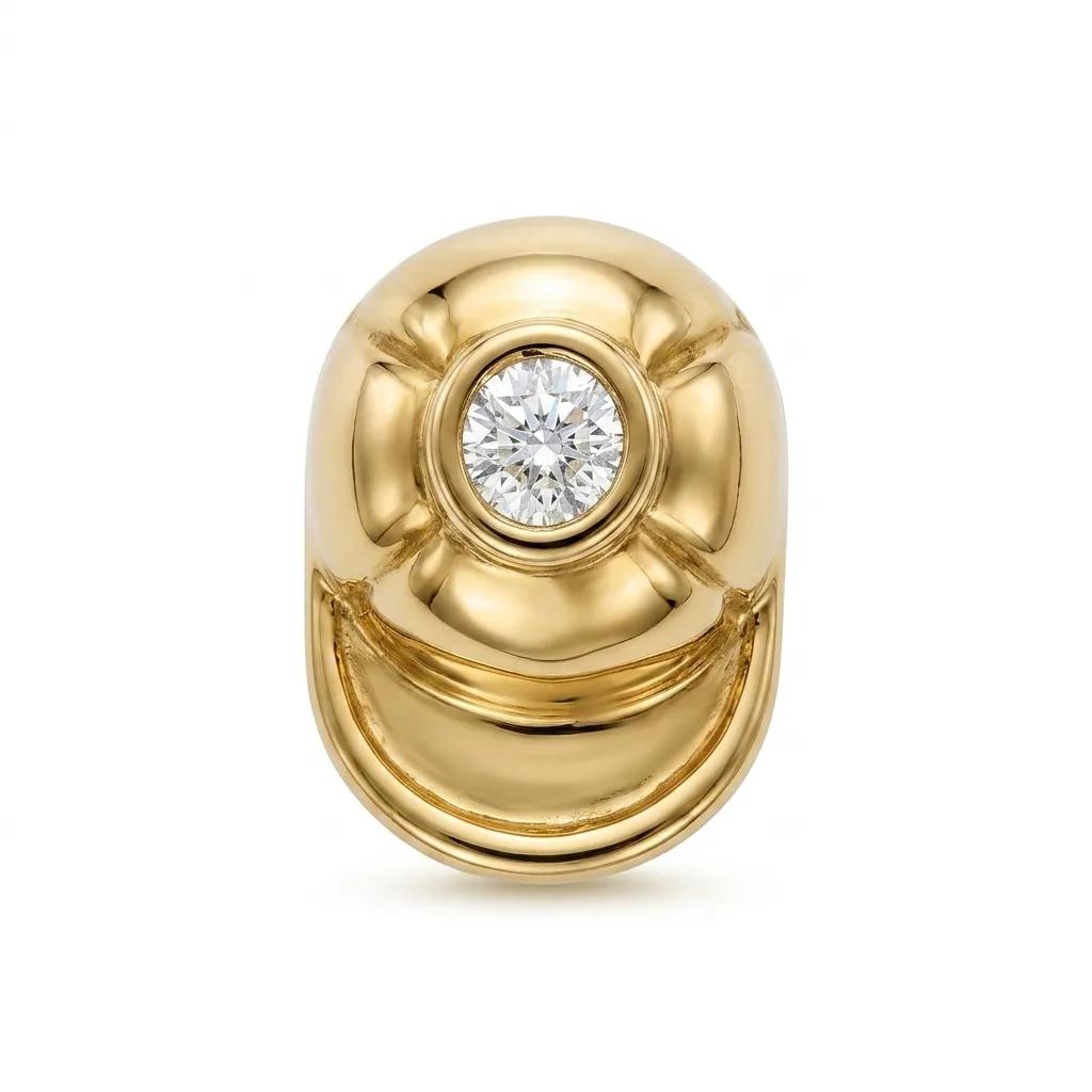 Cap Pin Brooch in 18ct Yellow Gold with Cubic Zirconia