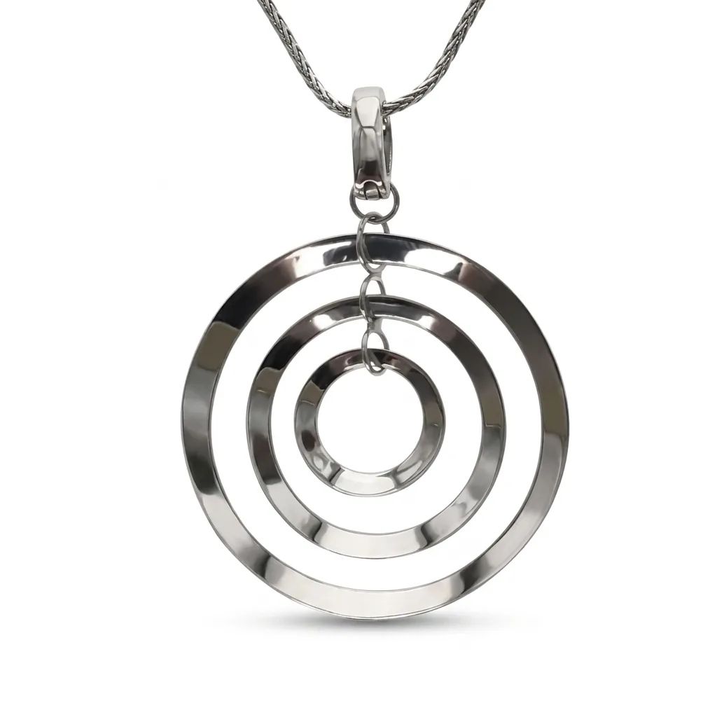9ct White Gold Circles Trio Pendant