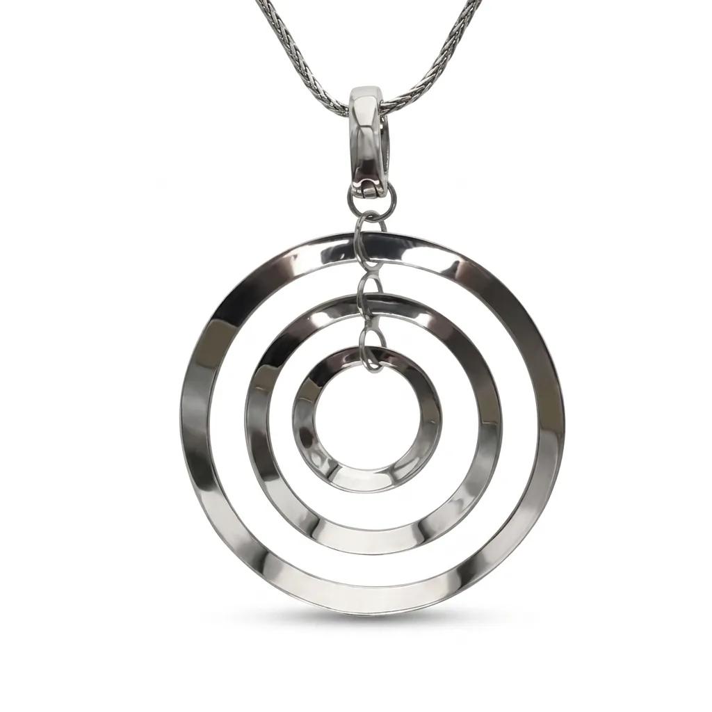9ct White Gold Circles Trio Pendant