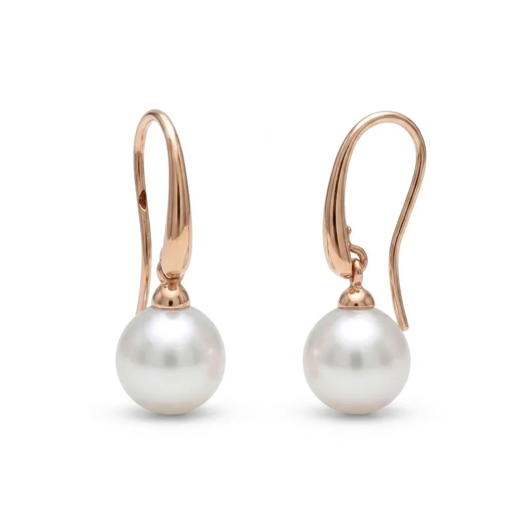 Drop Pearl Earrings in 18k Rose Gold