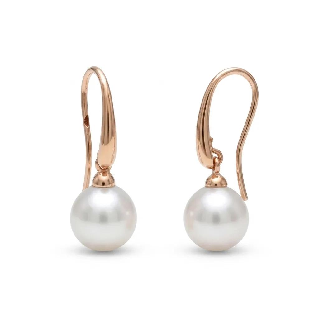 Drop Pearl Earrings in 18k Rose Gold