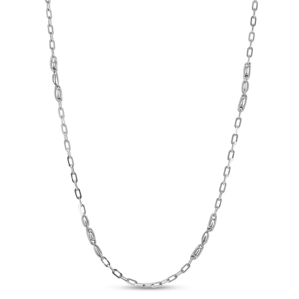 Rounded Bar Trio Link Chain in 18ct White Gold, 52cm