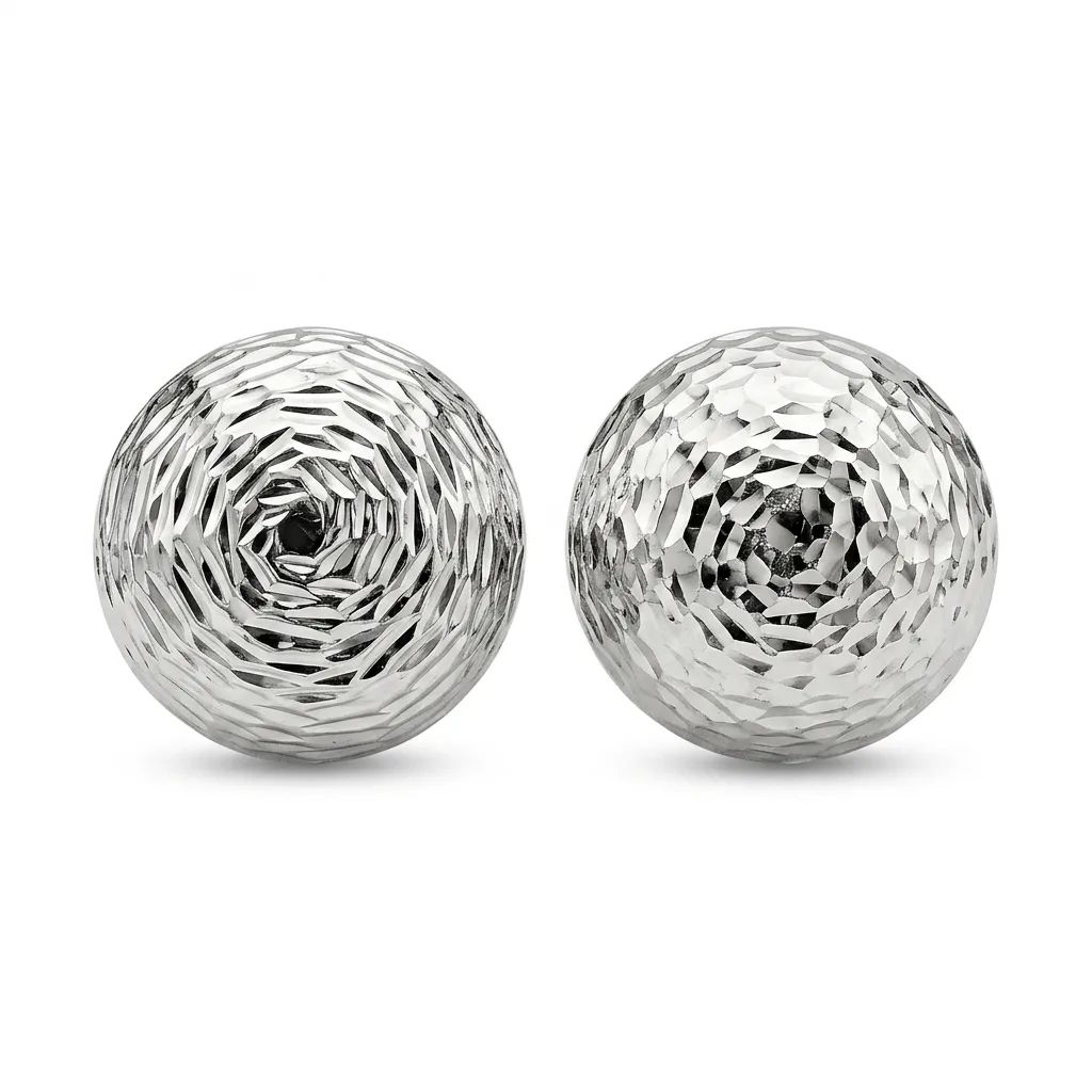 Half Ball Faceted Stud Earrings in 18ct White Gold