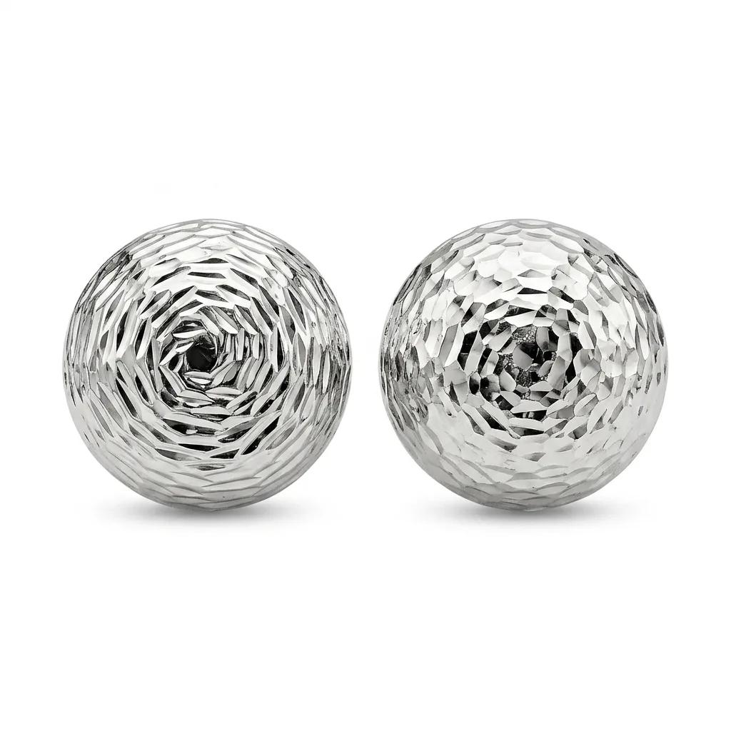 Half Ball Faceted Stud Earrings in 18ct White Gold
