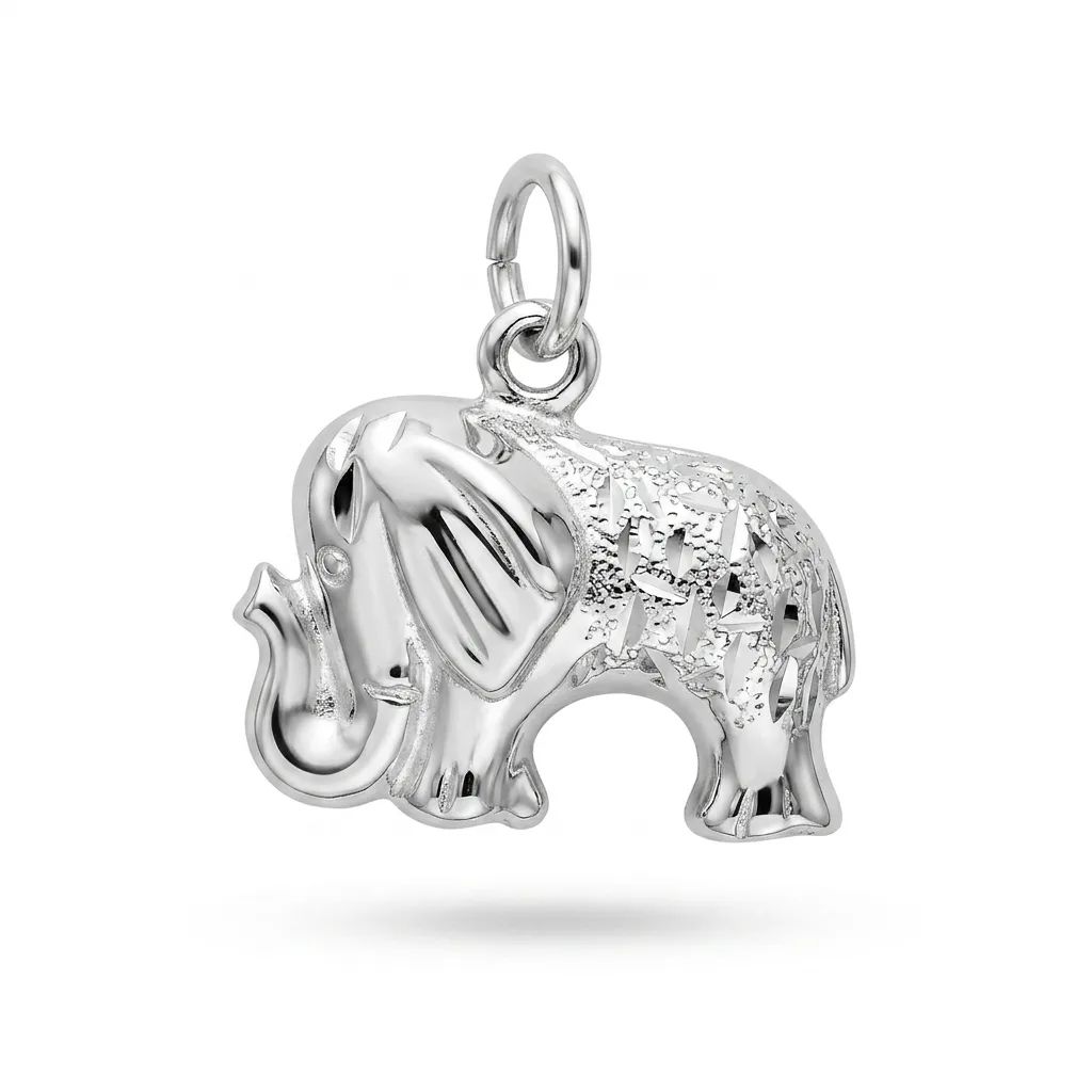 Two Sided Little Elephant Pendant in 18ct White Gold