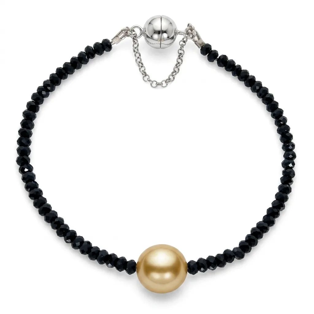 Spinel & South Sea Pearl Chain Bracelet in 18k Gold