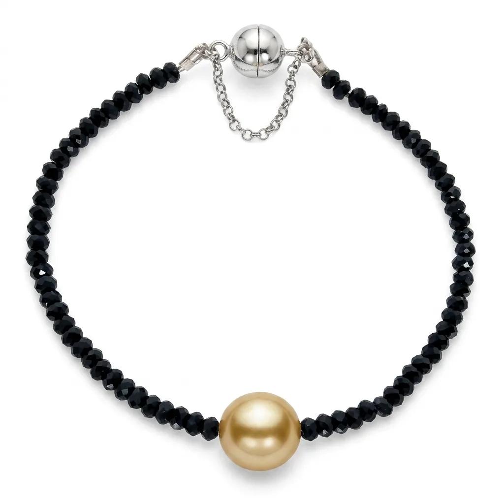 Spinel & South Sea Pearl Chain Bracelet in 18k Gold
