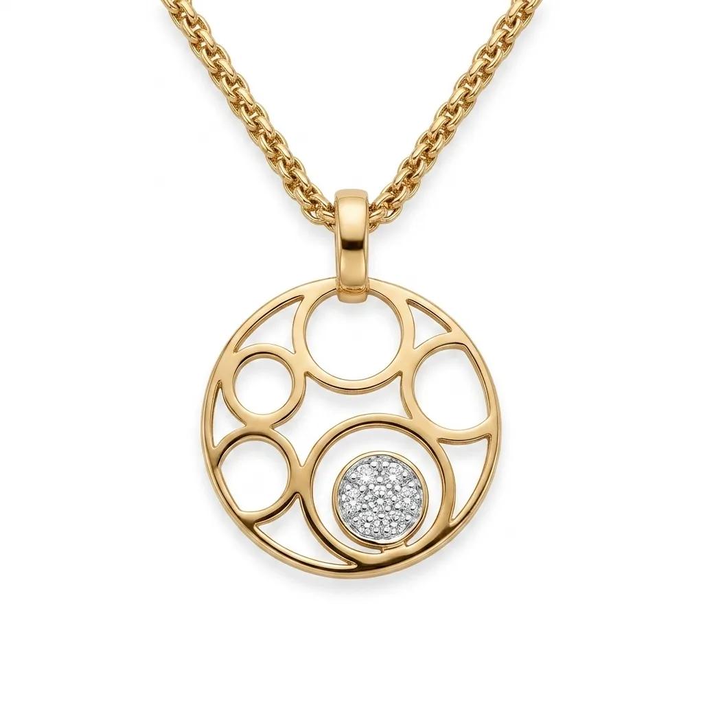 Circles Pendant in 9ct Yellow Gold with Diamonds