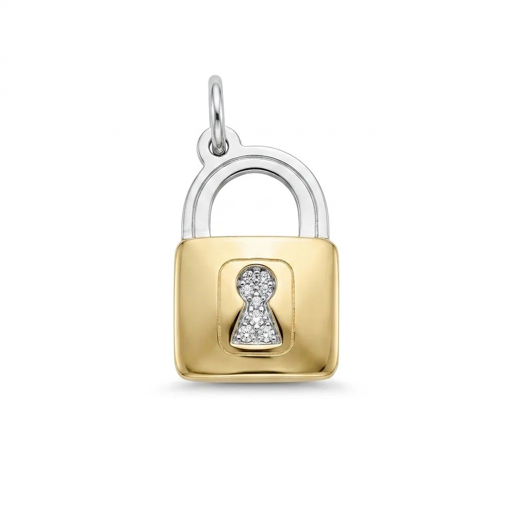 Two-Tone Gold Padlock Pendant