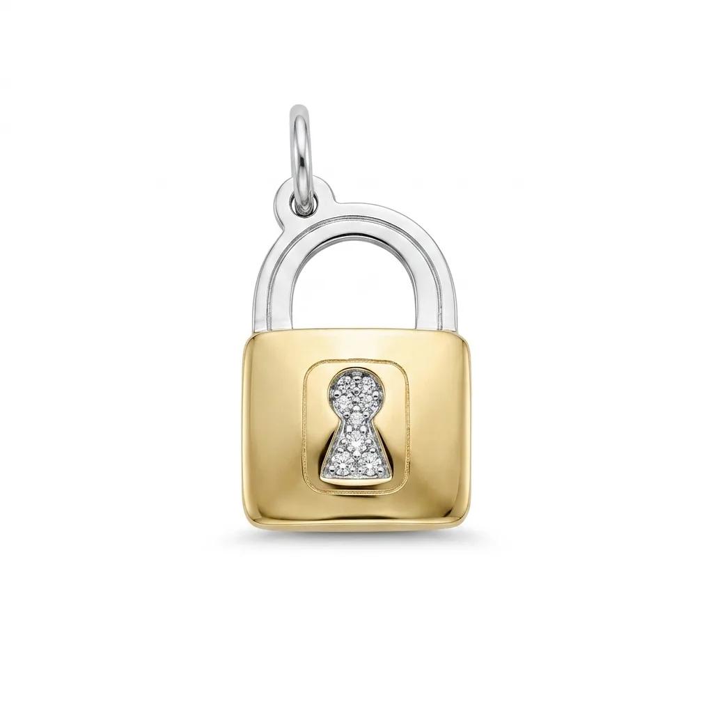 Two-Tone Gold Padlock Pendant