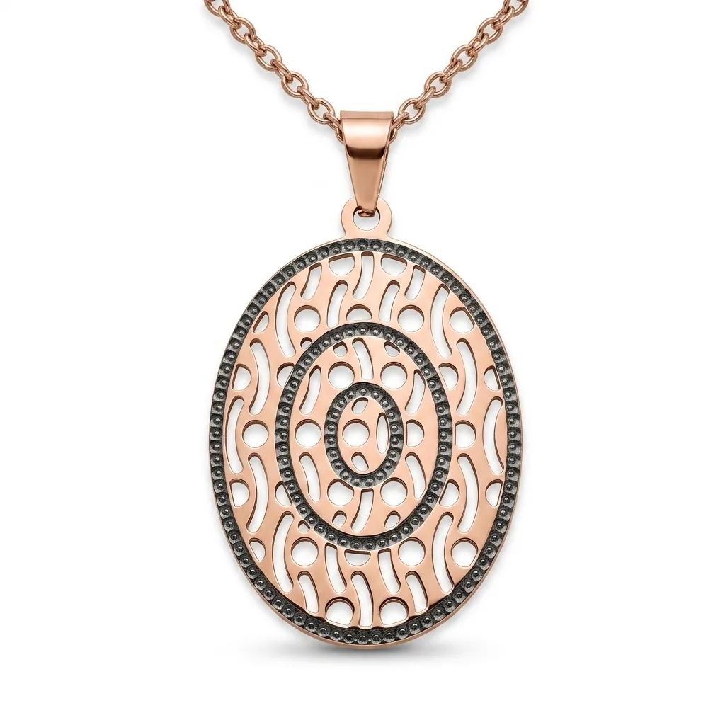 Oval Two Tone Gold Pendant with High-Quality Natural Diamonds