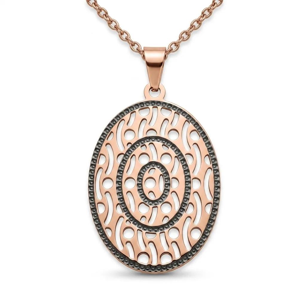 Oval Two Tone Gold Pendant with High-Quality Natural Diamonds