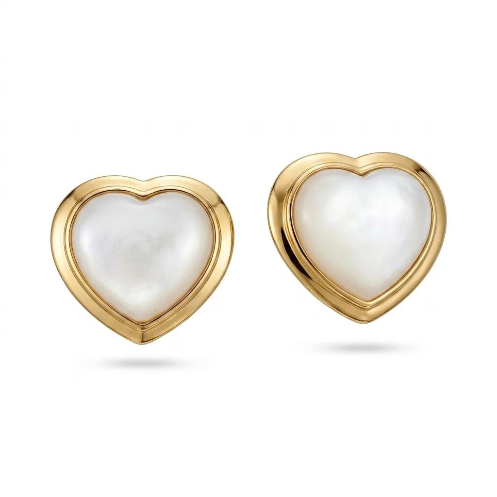 Pearl & 14ct Yellow Gold Heart Stud Earrings