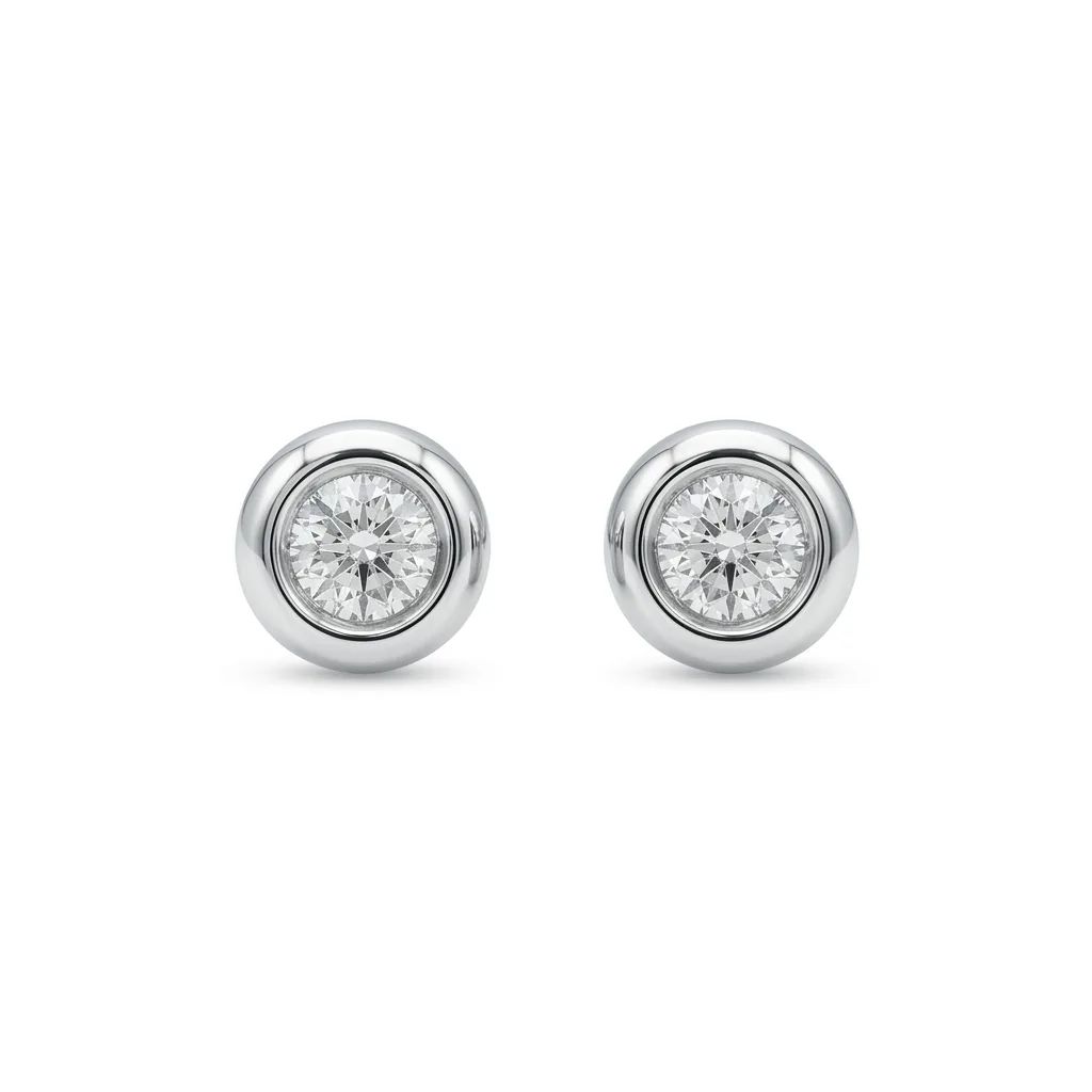 Bezel-Set Diamond Studs in 18kt White Gold