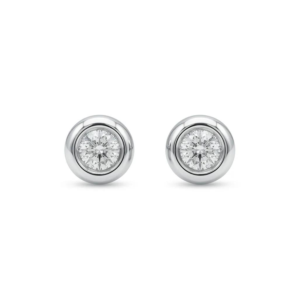 Bezel-Set Diamond Studs in 18kt White Gold