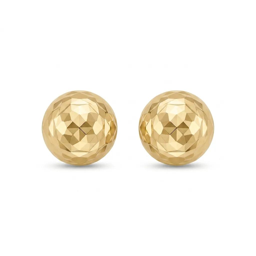 Half Faceted Stud Earrings in 18ct Yellow Gold