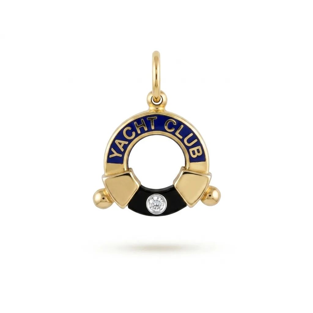 Yacht Club Pendant in 18ct Yellow Gold, Blue & Black