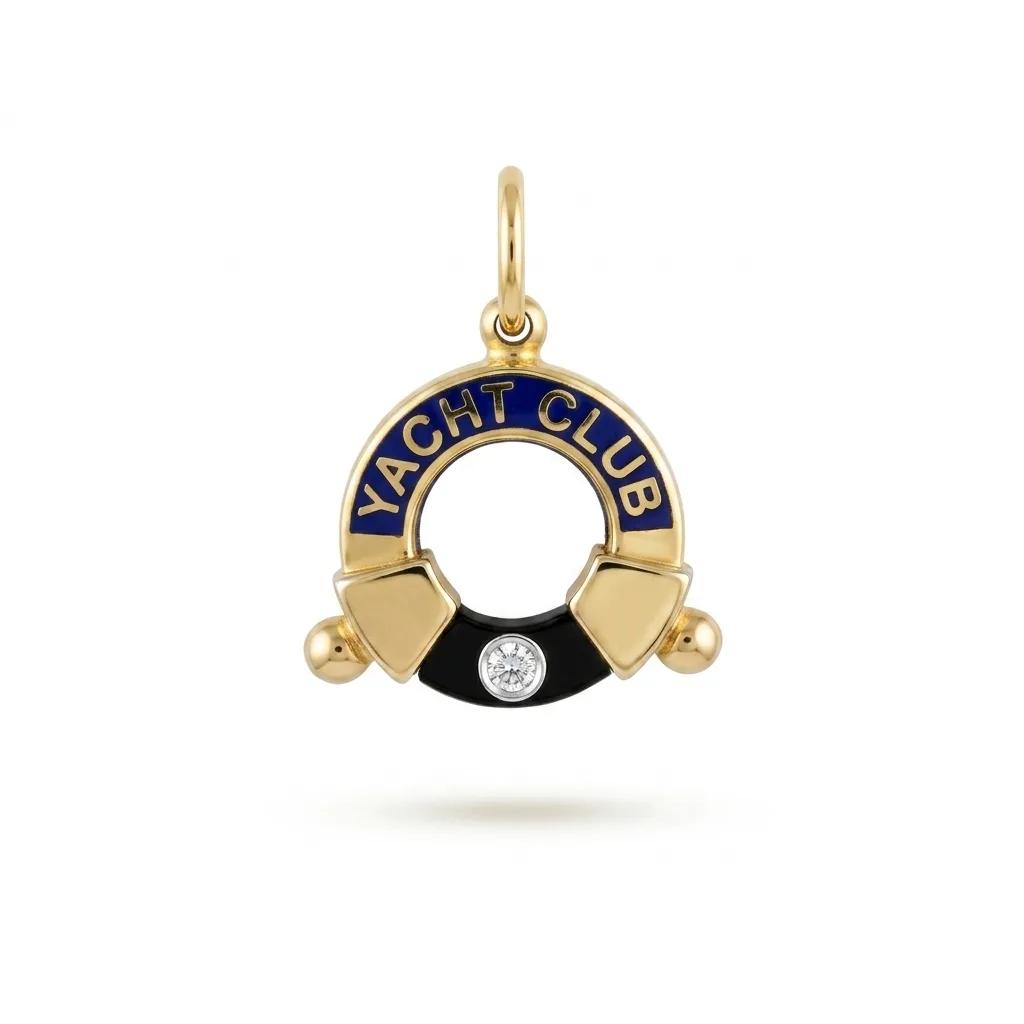 Yacht Club Pendant in 18ct Yellow Gold, Blue & Black