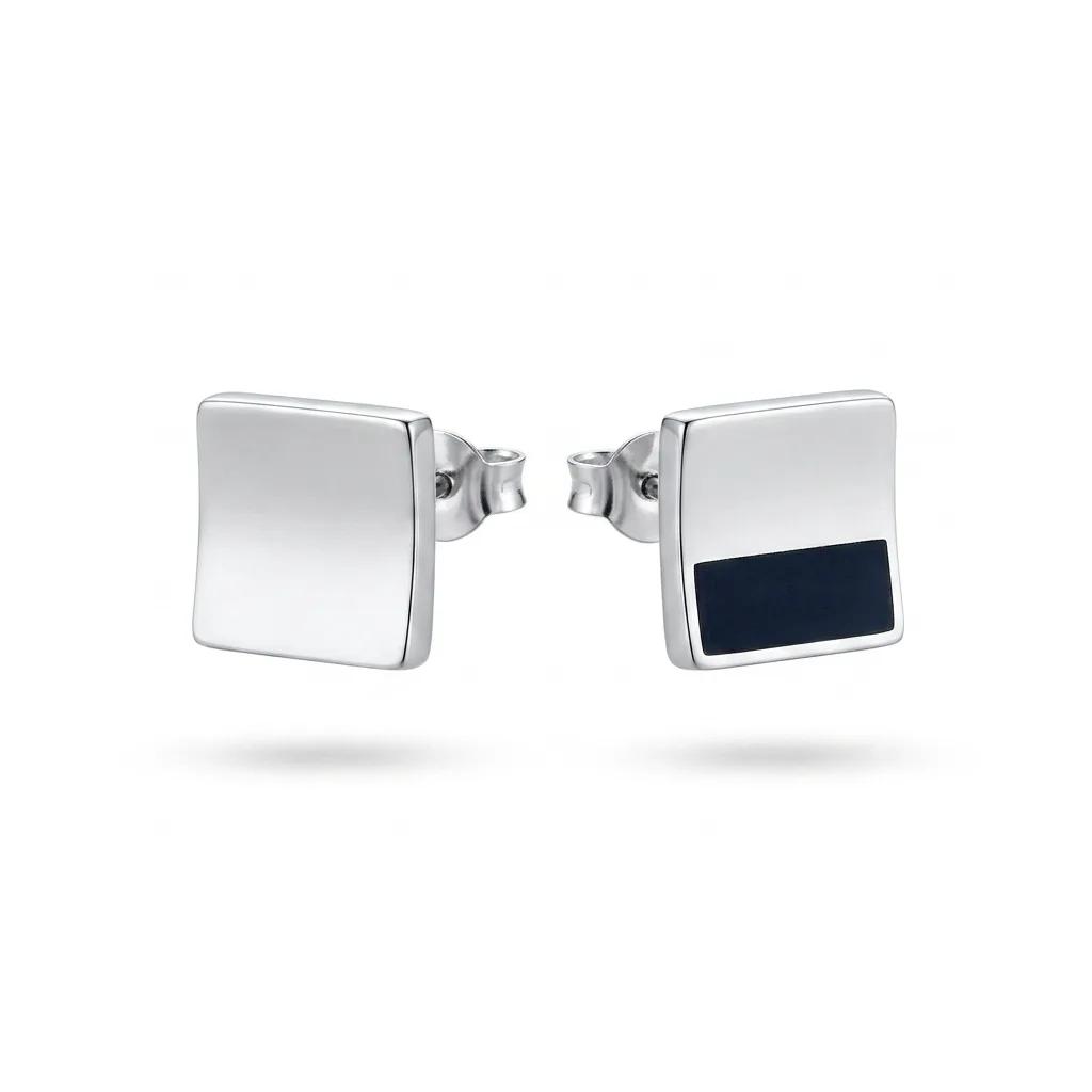 Square Fold Clip Earrings in 9ct White Gold