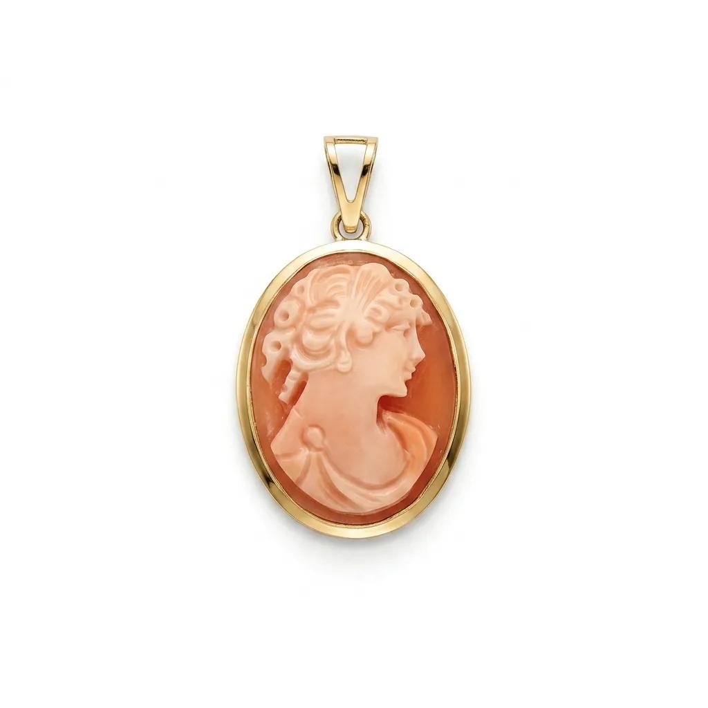 Large Oval Cameo Pendant in 18ct Yellow Gold
