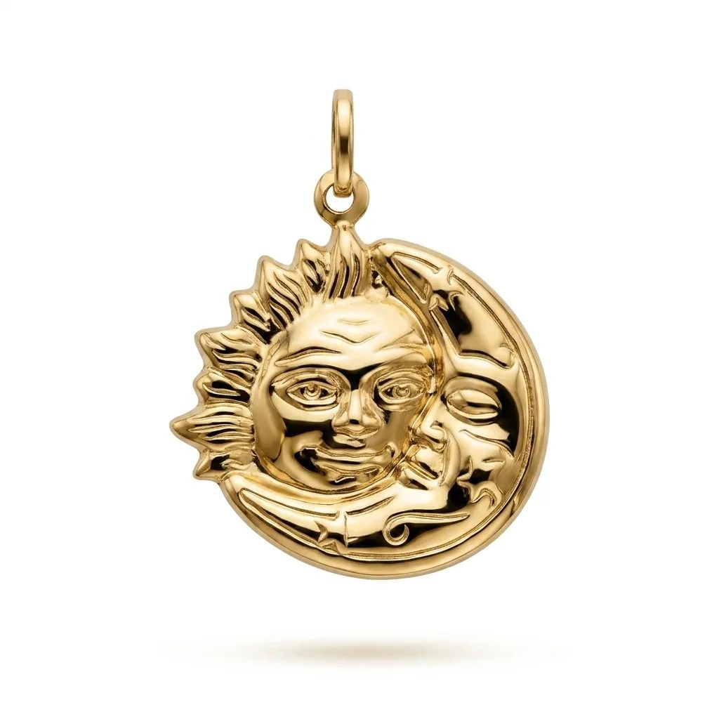 Sun & Moon Pendant in 18ct Yellow Gold