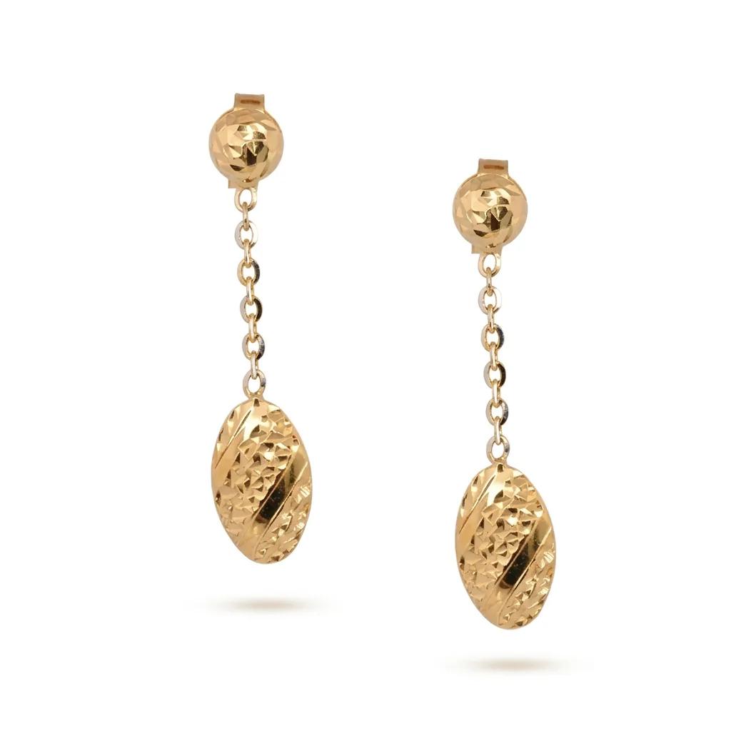 Textured Dome Drop Earrings in 18ct Yellow Gold