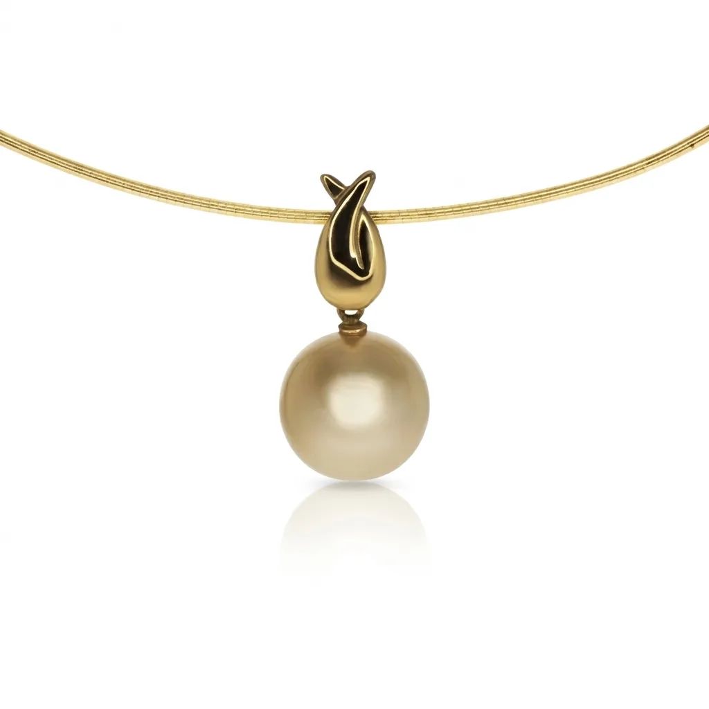 Twist Pendant in 18ct Yellow Gold, Australian South Sea Pearl