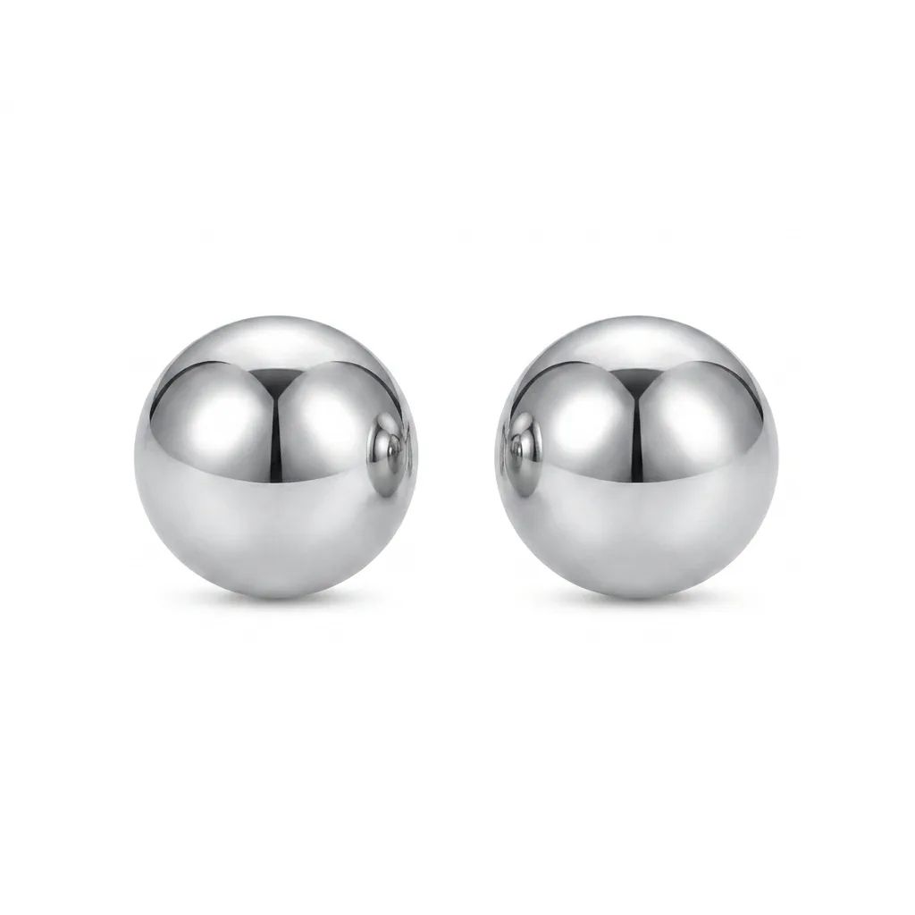 18ct White Gold Round Half Ball Stud Earrings