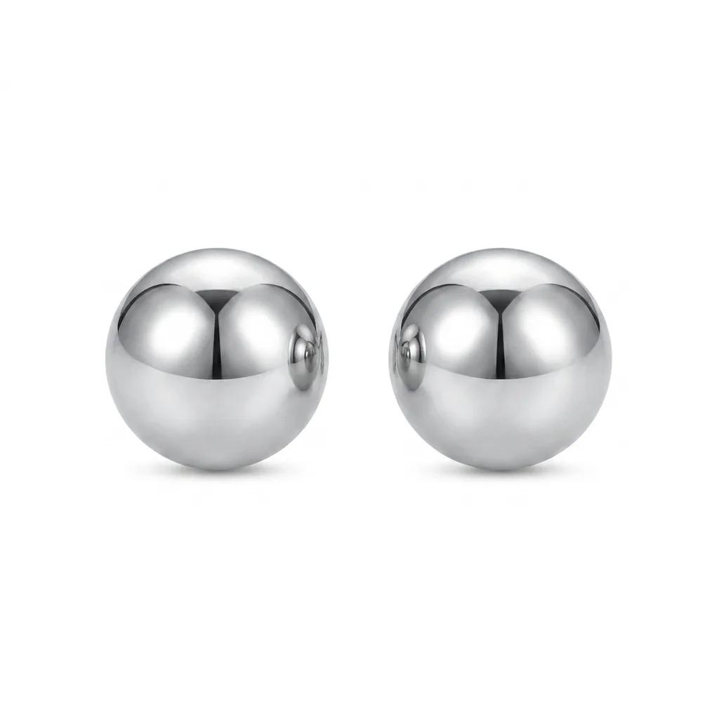 18ct White Gold Round Half Ball Stud Earrings