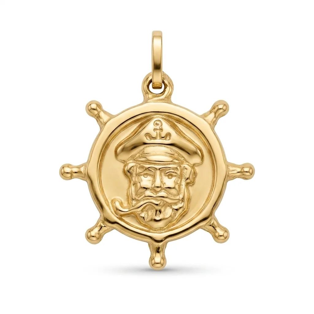 Helm Embossed Sailor Pendant in 18ct Yellow Gold