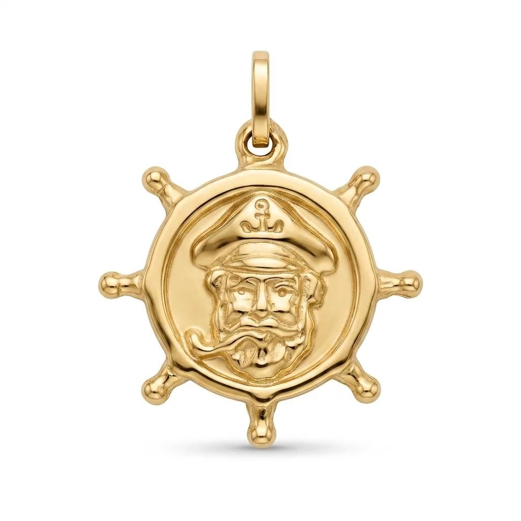 Helm Embossed Sailor Pendant in 18ct Yellow Gold