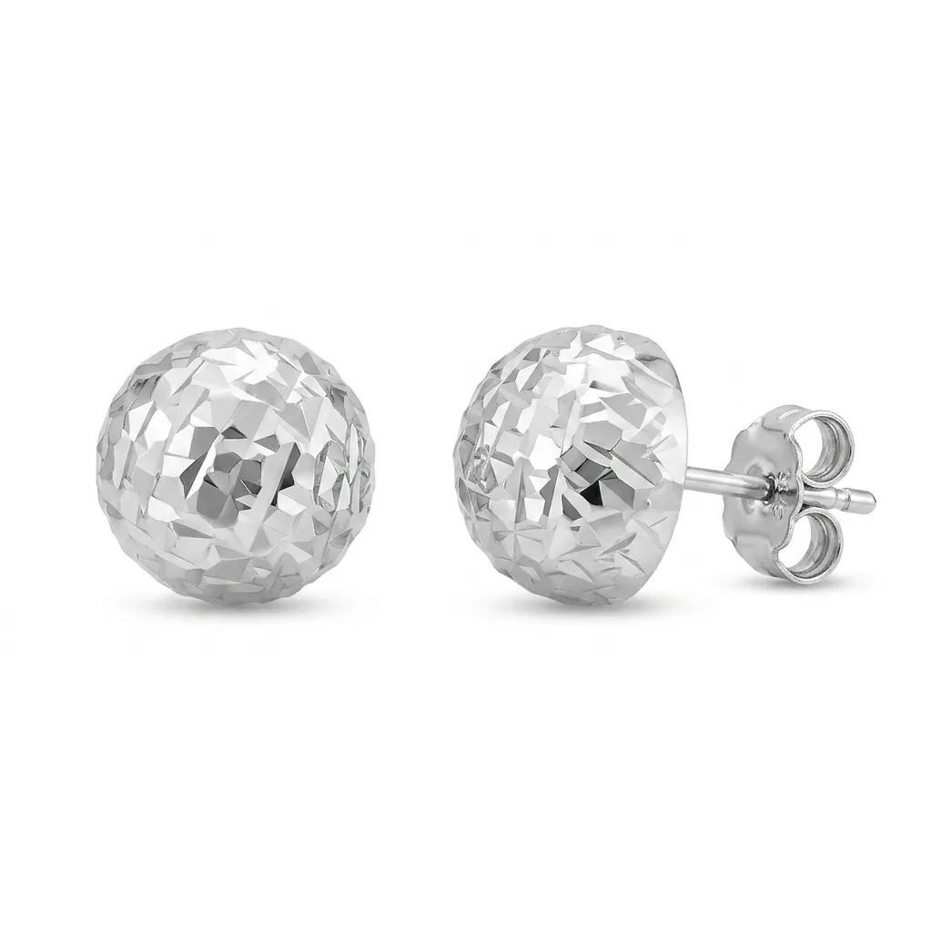 White Gold Faceted Stud Earrings