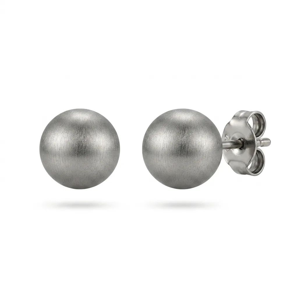 Satin Finish White Gold Stud Earrings