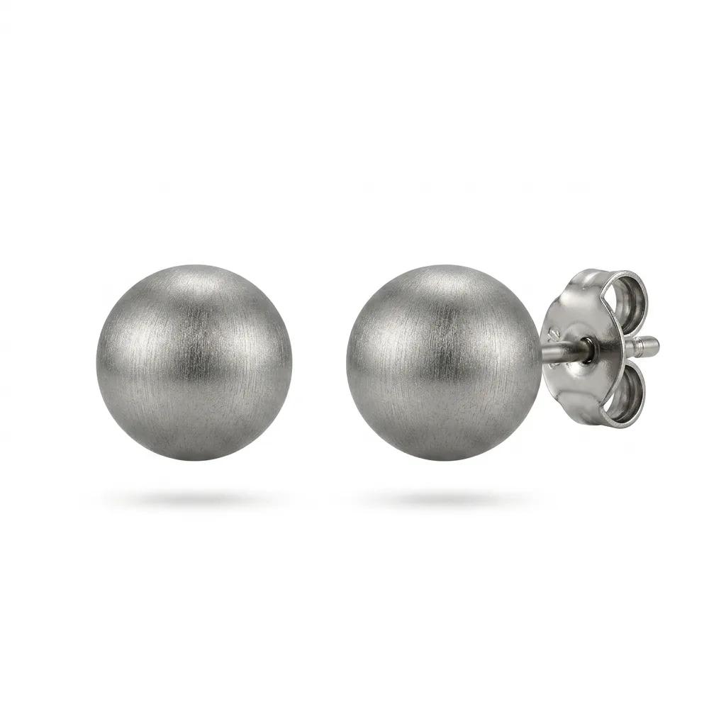 Satin Finish White Gold Stud Earrings