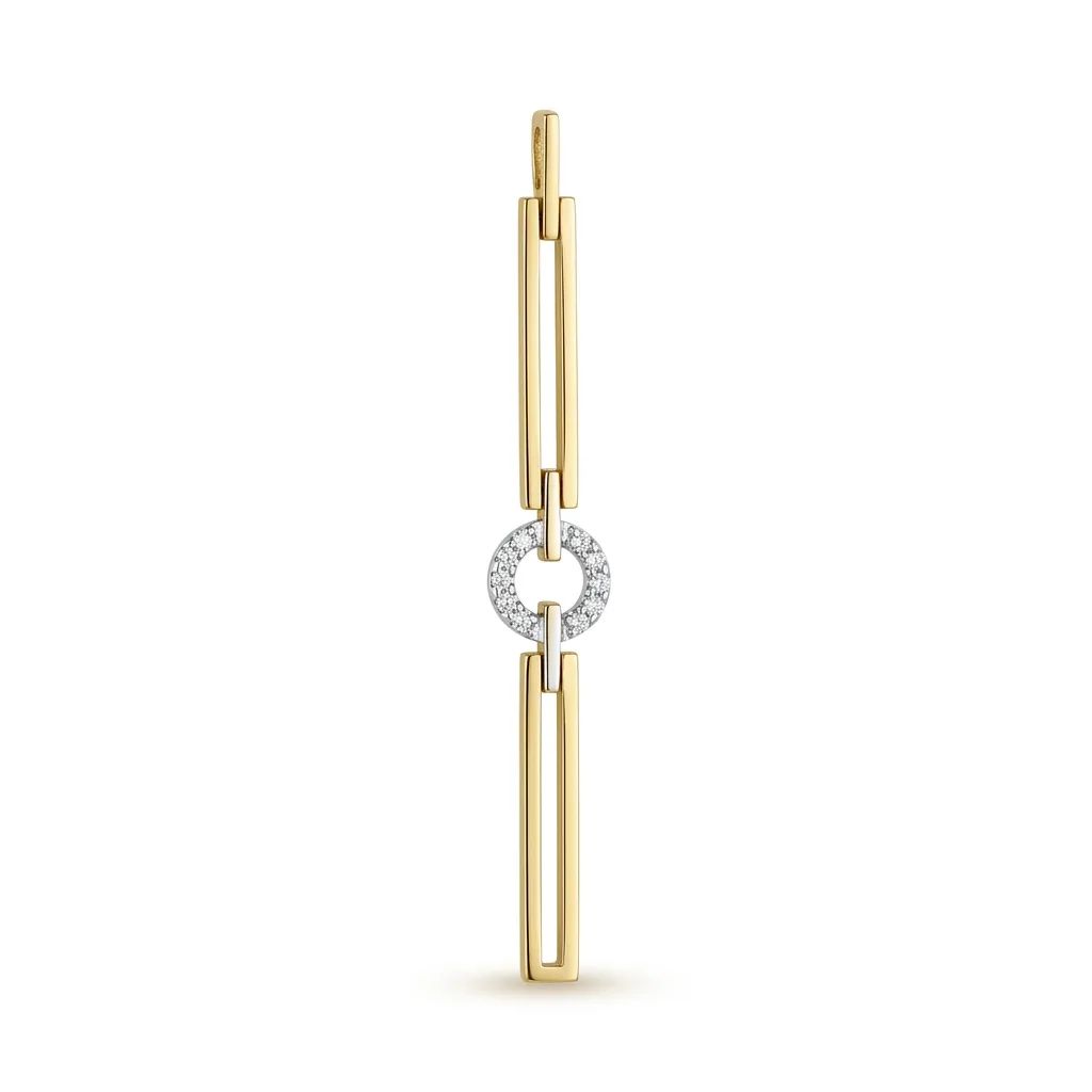 Bar & Circle Pendant in 14ct Gold with Diamonds