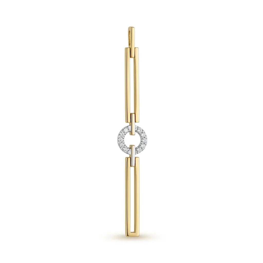 Bar & Circle Pendant in 14ct Gold with Diamonds
