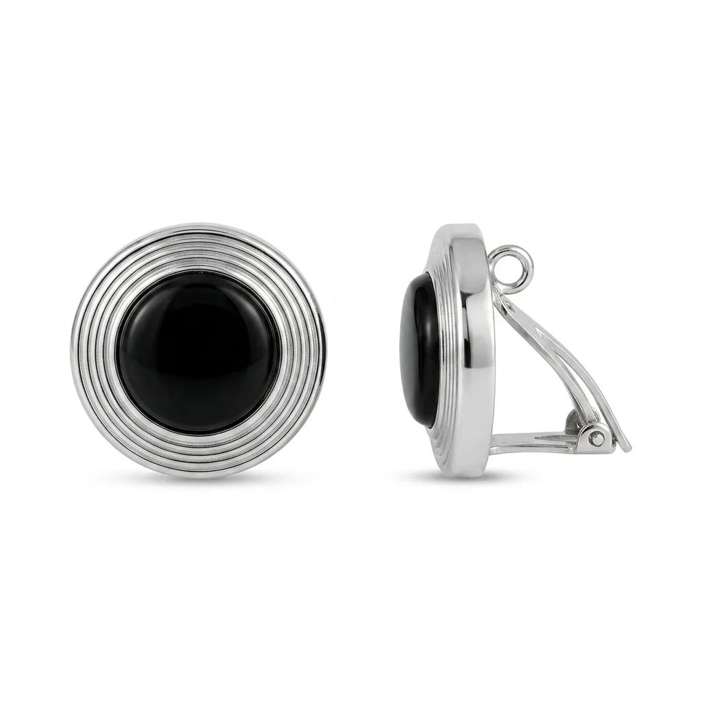 Onyx & Diamond Button Covers in 18ct White Gold