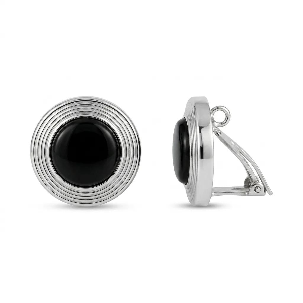 Onyx & Diamond Button Covers in 18ct White Gold