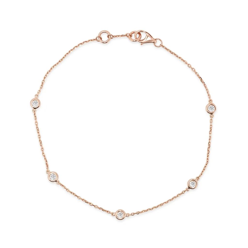 Floating Diamond Chain Bracelet in 18ct Rose Gold, 17-18cm